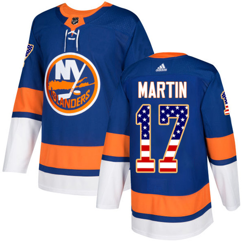 Adidas Islanders #17 Matt Martin Royal Blue Home Authentic USA Flag Stitched NHL Jersey - Click Image to Close